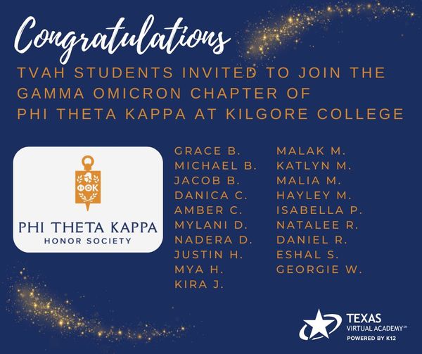 Congratulations to our Dual Credit TVAH Students who were invited to join the Gamma Omicron Chapter of Phi Theta Kappa at Kil